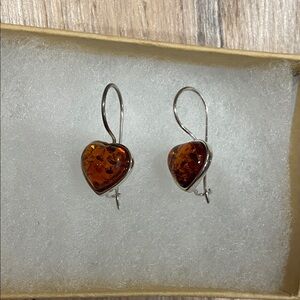 Amber Heart Drop Earrings